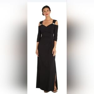 R & M Richards Classic Black Long Sleeve Dress SiZe 14